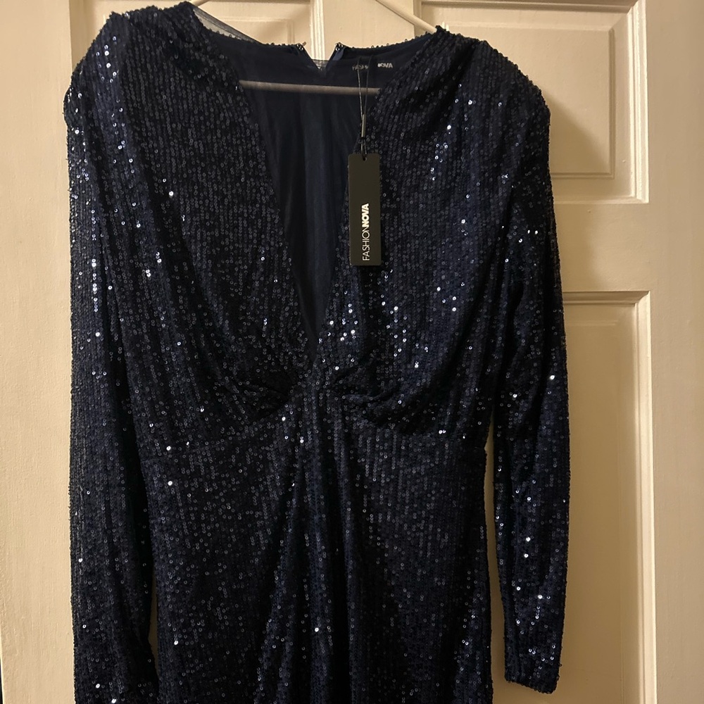 Alyssa Midnight Sequin Long Sleeve Dress